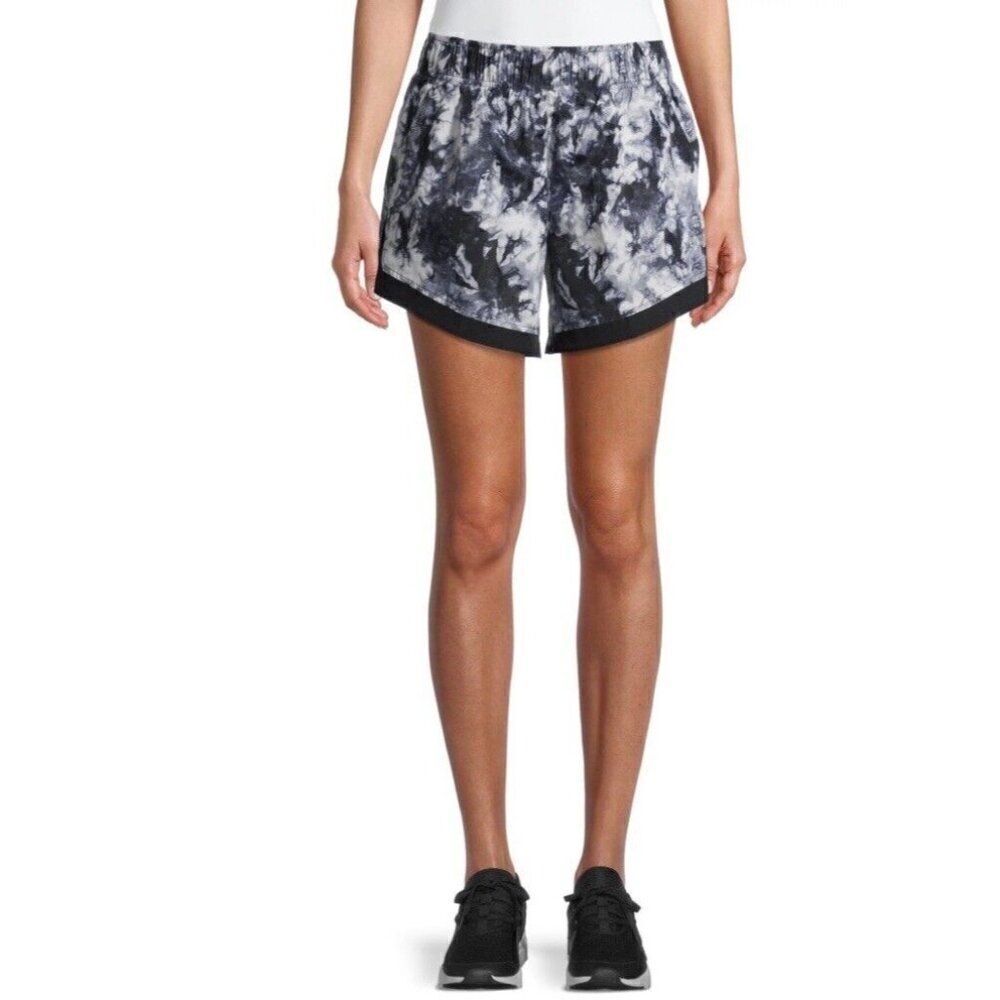 Athletic Works Womens Black White Tie Die Running Athletic Shorts Small